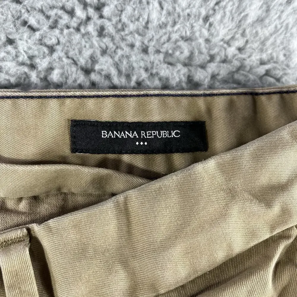 Banana Republic Lived-In Chino Pants 36x30 Athletic Fit Stretch Khaki Tan Mens